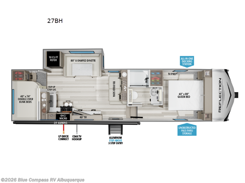2026 Grand Design Reflection 100 Series 27BH - New Fifth Wheel For Sale by Blue Compass RV Albuquerque in Albuquerque, New Mexico features Slideout