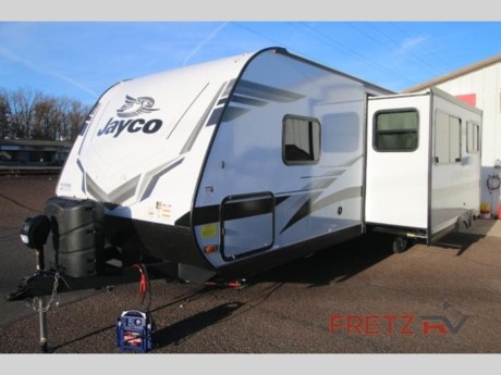 &lt;h2&gt;New 2023 Jayco Jay Feather 27BHB Travel Trailer&lt;/h2&gt; &lt;p&gt;&#160;&lt;/p&gt; &lt;p&gt;This unit includes Jayco&#39;s Customer Value Package, Overlander Solar Package, JayCommand control system w/TPMS, 8 cu. ft. 12V. refrigerator, 30# LP gas bottles &amp; theater seating w/table trays.&lt;/p&gt; &lt;p&gt;&#160;&lt;/p&gt; &lt;p&gt;&lt;strong&gt;Jayco Jay Feather travel trailer 27BHB highlights:&lt;/strong&gt;&lt;/p&gt; &lt;ul&gt; &lt;li&gt;Double Size Bunks&lt;/li&gt; &lt;li&gt;Dual Entry&lt;/li&gt; &lt;li&gt;Jackknife Sofa&lt;/li&gt; &lt;li&gt;Entry Bench Seat&lt;/li&gt; &lt;li&gt;Outside Kitchen&lt;/li&gt; &lt;li&gt;Exterior Storage&lt;/li&gt; &lt;/ul&gt; &lt;p&gt;&#160;&lt;/p&gt; &lt;p&gt;Get out and experience new campgrounds with this spacious trailer that offers a&#160;&lt;strong&gt;slide out&lt;/strong&gt;&#160;jack knife sofa and&#160;&lt;strong&gt;booth dinette&lt;/strong&gt;&#160;giving you dining, relaxing and sleeping space as well as more interior floor space to move from the front to the back. The dual entries are a great feature as well when you have eight campers on your trip. And having the&#160;&lt;strong&gt;second exterior entry/exit&lt;/strong&gt;&#160;to the full bathroom is convenient for all. The cook will love the choice of making meals inside with full amenities or on the outside kitchen when relaxing under the 21&#39; power awning with LED lights. And the front bedroom gives you a queen bed, dual wardrobes and&#160;&lt;strong&gt;windows&lt;/strong&gt;&#160;for great views when inside. You might like to choose a few&#160;&lt;strong&gt;options&lt;/strong&gt;&#160;such as theater seating or a tri-fold sofa in place of the jack knife sofa, the 120V heated tank pads for those cooler camping trips, an 8 cu. ft. refrigerator for more cold storage, and/or the Solar Power package if you want to camp off-grid.&lt;/p&gt; &lt;p&gt;&#160;&lt;/p&gt; &lt;p&gt;With any Jay Feather travel trailer by Jayco, you will experience an easy-to-tow, lightweight dual axle RV that is built on an&#160;&lt;strong&gt;American-made frame&lt;/strong&gt;&#160;with an aerodynamic, rounded front profile with a diamond plate to protect against road debris, and includes&#160;&lt;strong&gt;Azdel composite&lt;/strong&gt;&#160;in the perimeter walls, and Stronghold VBL vacuum-bonded, laminated floor and walls, plus the Magnum Truss roof system. Also included are features in the Customer Value package, and the Sport package which offers aluminum tread entry steps,&#160;&lt;strong&gt;roof-mount solar prep&lt;/strong&gt;, an LED TV, and the Glacier package which includes an enclosed underbelly. The interior provides residential-style kitchen countertops with a&#160;&lt;strong&gt;decorative backsplash&lt;/strong&gt;, residential plank-style&lt;strong&gt;&#160;vinyl flooring&lt;/strong&gt;&#160;for easy care, a decorative wallboard for style, and ball-bearing drawer guides with 75 lb. capacity to mention a few of the amenities. Choose your favorite today!&#160;&lt;/p&gt; &lt;p&gt;&#160;&lt;/p&gt; &lt;p&gt;We are a premier dealer for all 2021, 2022, 2023, and 2024 Winnebago Minnie, Micro, Voyage, Hike, 100, FLX, Flex, Jayco Jay Flight, Eagle, HT, Jay Feather, Micro, White Hawk, Bungalow, North Point, Pinnacle, Talon, Octane, Seismic, SLX, OPUS, OP4, OP2, OP15, OPLite, Air Off Road, and TAXA Outdoors, Habitat, Overland, Cricket, Tiger Moth, Mantis, Ember RV and Skinny Guy Truck Campers. So, if you are in the York, Harrisburg, Lancaster, Philadelphia, Allentown, New Jersey, Delaware, New York, or Maryland regions; stop by and browse our huge RV inventory today. Fretz RV has been a Jayco Dealer Partner for over 40 years, Winnebago Dealer Partner for over 30 Years.&lt;/p&gt; &lt;p&gt;&#160;&lt;/p&gt; &lt;p&gt;These campers come in as Travel Trailers, Fifth 5th Wheels, Toy Haulers, Pop Ups, Hybrids, Tear Drops, and Folding Campers. These Brands are at the top of their class. Camper floorplans come with anywhere between zero to 5 slides. Most can be pulled with a &#189; ton truck, SUV or Minivan. If you are not sure if you can tow certain weights, you can contact us or you can get tow ratings from Trailer Life towing guide.&lt;/p&gt; &lt;p&gt;&#160;&lt;/p&gt; &lt;p&gt;We also carry used and Certified Pre-owned brands like Forest River, Salem, Mobile Suites, DRV, Sol Dawn Intech, T@B, T@G, Dutchmen, Keystone, KZ, Grand Design, Reflection, Imagine, Passport, Lance Freedom Lite, Freedom Express, Flagstaff, Rockwood, Casita, Scamp, Cedar Creek, Montana, Passport, Little Guy, Coachmen, Catalina, Cougar, Springdale, Sunset Trail, Raptor, Gulf Stream and Airstream, and are always below NADA values. We take all types of trades. When it comes to campers, we are your full-service stop. With over 75 years in business, we have built an excellent reputation in the Recreational Vehicle and Camping industry to our customers as well as our suppliers and manufacturers. With our participation in the Hershey RV Show every year we are able to display the newest product with great savings to customers! At Fretz RV we have a 12,000 Sq. Ft showroom, a huge RV Parts and Accessories store. We have added a 30,000 square foot Indoor Service Facility that opened in the Spring of 2018. We have full Service and Repair shop with RVIA Certified Technicians. Bank financing is available for RV loans with a wide variety of lenders ready to earn your business. It doesn&#39;t matter what state you are from; we have lenders available in those areas. We have RV Insurance through Geico and Progressive that we can provide instant quotes, RV Warranties through Compass and XtraRide, and RV Rentals. We have detailed videos on RVTrader, RVT, Classified Ads, eBay, RVUSA and Youtube. Like us on Facebook. Check out our great Google and Dealer Rater reviews at Fretz RV. We are located at 3479 Bethlehem Pike, Souderton, PA 18964 215-723-3121. Start Camping now and see the world. We pass money savings direct to you. Call for details.&lt;/p&gt; &lt;p&gt;&#160;&lt;/p&gt;&lt;ul&gt;&lt;li&gt;Front Bedroom&lt;/li&gt;&lt;li&gt;Bunkhouse&lt;/li&gt;&lt;li&gt;Two Entry/Exit Doors&lt;/li&gt;&lt;li&gt;Outdoor Kitchen&lt;/li&gt;&lt;/ul&gt;