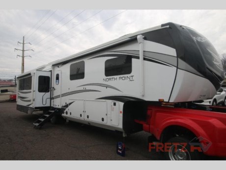 &lt;h2&gt;New 2023 Jayco North Point 377RLBH Fifth Wheel Bunk House Camper for Sale at Fretz RV&lt;/h2&gt; &lt;p&gt;&#160;&lt;/p&gt; &lt;p&gt;This unit includes Jayco&#39;s Customer Value Package, North Point Luxury Package, Overlander II Solar Package, generator LP prep &amp; Truma on Demand Water Heater.&#160;&lt;/p&gt; &lt;p&gt;&#160;&lt;/p&gt; &lt;p&gt;&lt;strong&gt;Jayco North Point fifth wheel 377RLBH highlights:&lt;/strong&gt;&lt;/p&gt; &lt;ul&gt; &lt;li&gt;Middle Bonus Room&lt;/li&gt; &lt;li&gt;Loft Bunk Area&lt;/li&gt; &lt;li&gt;Four Slides&lt;/li&gt; &lt;li&gt;Kitchen Island&lt;/li&gt; &lt;li&gt;King Bed Slide&lt;/li&gt; &lt;li&gt;Outside Kitchen&lt;/li&gt; &lt;/ul&gt; &lt;p&gt;&#160;&lt;/p&gt; &lt;p&gt;Experience luxury and family-friendly comfort with the New 2023 Jayco North Point 377RLBH Fifth Wheel Bunk House Camper. This spacious fifth wheel is designed for both relaxation and adventure. Discover the convenience of a fully equipped kitchen, cozy living area, and private bunkhouse for the kids. Whether you’re exploring national parks or embarking on a cross-country journey, the Jayco North Point 377RLBH offers style, functionality, and memories waiting to be made. Get ready to hit the road and create lasting moments with your loved ones!&lt;/p&gt; &lt;p&gt;&#160;&lt;/p&gt; &lt;p&gt;You can work from anywhere with this fifth wheel thanks to the middle bonus room that offers a&#160;&lt;strong&gt;desk&lt;/strong&gt;&#160;with TV above, a tri-fold sofa with removable table, a&#160;&lt;strong&gt;flip-up bunk&lt;/strong&gt;&#160;and a closet. This multi-use room works for just about anything including an extra living area and bunkhouse. The&#160;&lt;strong&gt;shoe storage&lt;/strong&gt;&#160;under the interior steps, the linen cabinet in the full bathroom, the walk-in closet in the bedroom, and the overhead cabinets plus exterior storage allows you to bring whatever you want. Enjoy cooking in the kitchen that provides an island, a 21 cu. ft. residential refrigerator or choose the 18 cu. ft. option, a pantry and everything you need to keep everyone fed. The theater seats, the tri-fold sofa and the free standing table&#160;&lt;strong&gt;without a pedestal&lt;/strong&gt;&#160;are great places to sit while watching the 50&quot; Smart LED HDTV with fully digital HDMI output and&#160;&lt;strong&gt;home entertainment system&lt;/strong&gt;&#160;with subwoofer plus there is a fireplace below for those chilly evenings.&lt;/p&gt; &lt;p&gt;&#160;&lt;/p&gt; &lt;p&gt;With any North Point fifth wheel by Jayco you begin with a strong foundation with a&#160;&lt;strong&gt;custom frame&lt;/strong&gt;, designed and sized specifically to best support each unit. Constructed with Stronghold VBL™ aluminum framed, vacuum bond laminated walls and the Magnum Truss™ XL6™ roof system with a one-piece,&#160;&lt;strong&gt;seamless DiFlex II material&lt;/strong&gt;&#160;which is the strongest tested roof in the industry. The&#160;&lt;strong&gt;5-Star Handling package&lt;/strong&gt;&#160;is included with Uniroyal tires, a MORryde rubber pin box, Dexter axles with Nev-R-Adjust brakes,&#160;&lt;strong&gt;MORryde CRE-3000 rubberized suspension&lt;/strong&gt;&#160;and wet bolt fasteners and bronze bushings. The interior has handcrafted hardwood glazed doors and drawers, vinyl flooring throughout, a vessel bowl sink with high rise faucet in the main bathroom, plus so much more you just have to see one to believe it all!&lt;/p&gt; &lt;p&gt;&#160;&lt;/p&gt; &lt;p&gt;We are a premier dealer for all 2022, 2023, 2024 and 2025&#160;Winnebago Minnie, Micro, M-Series, Access, Voyage, Hike, 100, FLX, Flex, Jayco Jay Flight, Eagle, HT, Jay Feather, Micro, White Hawk, Bungalow, North Point, Pinnacle, Talon, Octane, Seismic, SLX, OPUS, OP4, OP2, OP15, OPLite, Air Off Road, and TAXA Outdoors, Habitat, Overland, Cricket, Tiger Moth, Mantis, Ember RV Touring and Skinny Guy Truck Campers.&#160;So, if you are in the York, Harrisburg, Lancaster, Philadelphia, Allentown, New Jersey, Delaware New York, or Maryland regions; stop by and browse our huge RV inventory today.&#160;Fretz RV has been a Jayco Dealer Partner for over 40 years, Winnebago Dealer Partner for over 30 Years.&lt;/p&gt; &lt;p&gt;&#160;&lt;/p&gt; &lt;p&gt;These campers come in as Travel Trailers, Fifth 5th Wheels, Toy Haulers, Pop Ups, Hybrids, Tear Drops, and Folding Campers. These Brands are at the top of their class. Camper floorplans come with anywhere between zero to 5 slides. Most can be pulled with a &#189; ton truck, SUV or Minivan. If you are not sure if you can tow certain weights, you can contact us or you can get tow ratings from Trailer Life towing guide.&lt;/p&gt; &lt;p&gt;We also carry used and Certified Pre-owned brands like Forest River, Salem, Wildwood, &#160;TAB, TAG, NuCamp, Cherokee, Coleman, R-Pod, A-Liner, Dutchmen, Keystone, KZ, Grand Design, Reflection, Imagine, Passport, Lance, Solitude, Freedom Lite, Express, Flagstaff, Rockwood, Montana, Passport, Little Guy, Coachmen, Catalina, Cougar, &#160;Sunset Trail, Raptor, Vengeance, Gulf Stream and Airstream, and are always below NADA values. We take all types of trades. When it comes to campers, we are your full-service stop. With over 77 years in business, we have built an excellent reputation in the Recreational Vehicle and Camping industry to our customers as well as our suppliers and manufacturers.&#160;With our participation in the Hershey RV Show every year we can display the newest product with great savings to customers! Besides our online presence, at Fretz RV we have a 12,000 Sq. Ft showroom, a huge RV&#160;Parts, and Accessories store. We have added a 30,000 square foot Indoor Service Facility that opened in the Spring of 2018. We have a full Service and Repair shop with RVIA Certified Technicians. &#160;Financing available. We have RV Insurance through Geico Brown and Brown and Progressive that we can provide instant quotes, RV Warranties through Compass and Protective XtraRide, and RV Rentals. We have detailed videos on RVTrader, RVT, Classified Ads, eBay, RVUSA and Youtube. Like us on Facebook. Check out our great Google and Dealer Rater reviews at Fretz RV. We are located at 3479 Bethlehem Pike,&#160;Souderton,&#160;PA&#160;18964&#160;215-723-3121&#160;&lt;/p&gt; &lt;p&gt;#RV #GoCamping #GoRVing #1 #Used #New #PaDealer #Camping&lt;/p&gt;&lt;ul&gt;&lt;li&gt;Front Bedroom&lt;/li&gt;&lt;li&gt;Bunkhouse&lt;/li&gt;&lt;li&gt;Rear Living Area&lt;/li&gt;&lt;li&gt;Outdoor Kitchen&lt;/li&gt;&lt;li&gt;Kitchen Island&lt;/li&gt;&lt;li&gt;Loft&lt;/li&gt;&lt;/ul&gt;&lt;ul&gt;&lt;li&gt;Generator PrepNorth Point Luxury PackageOverlander II Solar PackageTruma AquaGo Hot Water HeaterCustomer Value Package&lt;/li&gt;&lt;/ul&gt;