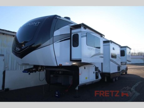 &lt;h2&gt;New 2023 Jayco North Point 382FLRB Fifth Wheel Camper for Sale at Fretz RV&lt;/h2&gt; &lt;p&gt;&#160;&lt;/p&gt; &lt;p&gt;This unit includes Jayco&#39;s Customer Value Package w/15,000 BTU A/C&#160; &amp; heat pump, North Point Luxury Package, Overlander II Solar Package, generator LP prep &amp; slideout awnings.&lt;/p&gt; &lt;p&gt;&#160;&lt;/p&gt; &lt;p&gt;&lt;strong&gt;Jayco North Point fifth wheel 382FLRB highlights:&lt;/strong&gt;&lt;/p&gt; &lt;ul&gt; &lt;li&gt;Separate Living Area&lt;/li&gt; &lt;li&gt;Dual Sink Full Bath&lt;/li&gt; &lt;li&gt;Half Bath&lt;/li&gt; &lt;li&gt;Middle Kitchen&lt;/li&gt; &lt;li&gt;Kitchen Island&lt;/li&gt; &lt;li&gt;Outside Kitchen&lt;/li&gt; &lt;/ul&gt; &lt;p&gt;&#160;&lt;/p&gt; &lt;p&gt;Entertainment can be found throughout this fifth wheel from the front living area with a 50&quot; Smart LED HDTV with&#160;&lt;strong&gt;fully digital HDMI output&lt;/strong&gt;&#160;and home entertainment system with subwoofer including a fireplace below that you can enjoy while relaxing on theater seats and two tri-fold sofas within slide outs, a 32&quot; TV in the middle kitchen and there is a bedroom 32&quot; TV. You might even like to add the&#160;&lt;strong&gt;tailgate TV option&lt;/strong&gt;&#160;along the exterior. Back inside the kitchen, the cook will love the center island, the pantry, the 21 cu. residential refrigerator or choose the 18 cu. ft. option, and the free standing table with a&#160;&lt;strong&gt;leaf&lt;/strong&gt;, two free standing chairs and two folding chairs. The half bath is a few steps away as an added convenience. The master bedroom includes a king bed slide, a&#160;&lt;strong&gt;bench&lt;/strong&gt;, two wardrobes and a sliding door into the bathroom which offers two sinks, a space prepped for a washer/dryer option, and a walk-in shower. And don&#39;t forget about the exterior features such as the outside kitchen for more choices when making meals, the&#160;&lt;strong&gt;storage&lt;/strong&gt;&#160;for your outdoor gear and chairs, and the two awnings with integrated LED lighting.&lt;/p&gt; &lt;p&gt;&#160;&lt;/p&gt; &lt;p&gt;With any North Point fifth wheel by Jayco you begin with a strong foundation with a&lt;strong&gt;&#160;custom frame&lt;/strong&gt;, designed and sized specifically to best support each unit. Constructed with Stronghold VBL™ aluminum framed, vacuum bond laminated walls and the Magnum Truss™ XL6™ roof system with a one-piece,&#160;&lt;strong&gt;seamless DiFlex II material&lt;/strong&gt;&#160;which is the strongest tested roof in the industry. The&lt;strong&gt;&#160;5-Star Handling package&lt;/strong&gt;&#160;is included with Uniroyal tires, a MORryde rubber pin box, Dexter axles with Nev-R-Adjust brakes,&lt;strong&gt;&#160;MORryde CRE-3000 rubberized suspension&lt;/strong&gt;&#160;and wet bolt fasteners and bronze bushings. The interior has handcrafted hardwood glazed doors and drawers, vinyl flooring throughout, a vessel bowl sink with high rise faucet in the main bathroom, plus so much more you just have to see one to believe it all!&lt;/p&gt; &lt;p&gt;&#160;&lt;/p&gt; &lt;p&gt;We are a premier dealer for all 2022, 2023, 2024 and 2025&#160;Winnebago Minnie, Micro, M-Series, Access, Voyage, Hike, 100, FLX, Flex, Jayco Jay Flight, Eagle, HT, Jay Feather, Micro, White Hawk, Bungalow, North Point, Pinnacle, Talon, Octane, Seismic, SLX, OPUS, OP4, OP2, OP15, OPLite, Air Off Road, and TAXA Outdoors, Habitat, Overland, Cricket, Tiger Moth, Mantis, Ember RV Touring and Skinny Guy Truck Campers.&#160;So, if you are in the York, Harrisburg, Lancaster, Philadelphia, Allentown, New Jersey, Delaware New York, or Maryland regions; stop by and browse our huge RV inventory today.&#160;Fretz RV has been a Jayco Dealer Partner for over 40 years, Winnebago Dealer Partner for over 30 Years.&lt;/p&gt; &lt;p&gt;&#160;&lt;/p&gt; &lt;p&gt;These campers come in as Travel Trailers, Fifth 5th Wheels, Toy Haulers, Pop Ups, Hybrids, Tear Drops, and Folding Campers. These Brands are at the top of their class. Camper floorplans come with anywhere between zero to 5 slides. Most can be pulled with a &#189; ton truck, SUV or Minivan. If you are not sure if you can tow certain weights, you can contact us or you can get tow ratings from Trailer Life towing guide.&lt;/p&gt; &lt;p&gt;We also carry used and Certified Pre-owned brands like Forest River, Salem, Wildwood, &#160;TAB, TAG, NuCamp, Cherokee, Coleman, R-Pod, A-Liner, Dutchmen, Keystone, KZ, Grand Design, Reflection, Imagine, Passport, Lance, Solitude, Freedom Lite, Express, Flagstaff, Rockwood, Montana, Passport, Little Guy, Coachmen, Catalina, Cougar, &#160;Sunset Trail, Raptor, Vengeance, Gulf Stream and Airstream, and are always below NADA values. We take all types of trades. When it comes to campers, we are your full-service stop. With over 77 years in business, we have built an excellent reputation in the Recreational Vehicle and Camping industry to our customers as well as our suppliers and manufacturers.&#160;With our participation in the Hershey RV Show every year we can display the newest product with great savings to customers! Besides our online presence, at Fretz RV we have a 12,000 Sq. Ft showroom, a huge RV&#160;Parts, and Accessories store. We have added a 30,000 square foot Indoor Service Facility that opened in the Spring of 2018. We have a full Service and Repair shop with RVIA Certified Technicians. &#160;Financing available. We have RV Insurance through Geico Brown and Brown and Progressive that we can provide instant quotes, RV Warranties through Compass and Protective XtraRide, and RV Rentals. We have detailed videos on RVTrader, RVT, Classified Ads, eBay, RVUSA and Youtube. Like us on Facebook. Check out our great Google and Dealer Rater reviews at Fretz RV. We are located at 3479 Bethlehem Pike,&#160;Souderton,&#160;PA&#160;18964&#160;215-723-3121&#160;&lt;/p&gt; &lt;p&gt;#RV #GoCamping #GoRVing #1 #Used #New #PaDealer #Camping&lt;/p&gt;&lt;ul&gt;&lt;li&gt;Front Living&lt;/li&gt;&lt;li&gt;Rear Bath&lt;/li&gt;&lt;li&gt;Outdoor Kitchen&lt;/li&gt;&lt;li&gt;Kitchen Island&lt;/li&gt;&lt;li&gt;Bath and a Half&lt;/li&gt;&lt;/ul&gt;&lt;ul&gt;&lt;li&gt;Customer Value Package 15K BTULuxury PackageOverlander II Solar PackageGenerator PrepSlide Awning Pkg - 4 slides&lt;/li&gt;&lt;/ul&gt;