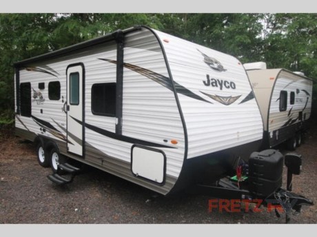 &lt;h2&gt;&lt;strong&gt;Used Certified Pre-Owned 2019 Jayco Jay Flight 212QB Travel Trailer Camper for Sale at Fretz RV&lt;/strong&gt;&lt;/h2&gt; &lt;p&gt;&#160;&lt;/p&gt; &lt;p&gt;&lt;strong&gt;Jayco Jay Flight SLX 8 travel trailer 212QB highlights:&lt;/strong&gt;&lt;/p&gt; &lt;ul&gt; &lt;li&gt;Jack-Knife Sofa&lt;/li&gt; &lt;li&gt;Booth Dinette&lt;/li&gt; &lt;li&gt;Pantry&lt;/li&gt; &lt;li&gt;Tub/Shower&lt;/li&gt; &lt;li&gt;Exterior Storage&lt;/li&gt; &lt;/ul&gt; &lt;p&gt;&#160;&lt;/p&gt; &lt;p&gt;Looking for a couples trailer or a manageable RV that will &lt;strong&gt;sleep four&lt;/strong&gt; when you utilize the furniture as sleeping space? Look no further than this SLX 8 to find a &lt;strong&gt;queen bed&lt;/strong&gt; up front for two, and the jack-knife sofa plus the booth dinette provide sleeping space for two more. The cook will enjoy making meals with everything nearby to keep everyone fed, plus the&lt;strong&gt; refrigerator&lt;/strong&gt; and pantry offer food storage. Everyone can get cleaned up in the full bathroom either in the morning or before bedtime, and the bathroom will come in handy during those night time trips. The outside offers a &lt;strong&gt;16&#39; power awning&lt;/strong&gt; to relax under as you plan your activities, and there is storage for camping games, charcoal and such along the exterior.&lt;/p&gt; &lt;p&gt;&#160;&lt;/p&gt; &lt;p&gt;With any Jay Flight SLX 8 travel trailer by Jayco, you will have a durable foundation with l-Class cambered structural steel l-beams, a fully-integrated A-frame, seamless roof material and a&#160;&lt;strong&gt;Magnum Truss Roof System&lt;/strong&gt;&#160;with plywood decking for a 50% stronger roof than any other in the industry. Also included are &lt;strong&gt;Goodyear Endurance tires&lt;/strong&gt; made in the USA, and a front diamond plate to protect against road debris. Inside, you will love the&lt;strong&gt; fresh interior design&lt;/strong&gt;, the solid hardwood cabinet doors, the &lt;strong&gt;81-inch tall ceiling&lt;/strong&gt;, the energy-saving LED lighting, and the storage. Whether you are looking for an RV for a small or large group, you will find a Jay Flight SLX 8 to fit your camping lifestyle!&lt;/p&gt; &lt;p&gt;&#160;&lt;/p&gt; &lt;p&gt;We are a premier dealer for all 2022, 2023, 2024 and 2025&#160;Winnebago Minnie, Micro, M-Series, Access, Voyage, Hike, 100, FLX, Flex, Jayco Jay Flight, Eagle, HT, Jay Feather, Micro, White Hawk, Bungalow, North Point, Pinnacle, Talon, Octane, Seismic, SLX, OPUS, OP4, OP2, OP15, OPLite, Air Off Road, and TAXA Outdoors, Habitat, Overland, Cricket, Tiger Moth, Mantis, Ember RV Touring and Skinny Guy Truck Campers.&#160;So, if you are in the York, Harrisburg, Lancaster, Philadelphia, Allentown, New Jersey, Delaware New York, or Maryland regions; stop by and browse our huge RV inventory today.&#160;Fretz RV has been a Jayco Dealer Partner for over 40 years, Winnebago Dealer Partner for over 30 Years.&lt;/p&gt; &lt;p&gt;&#160;&lt;/p&gt; &lt;p&gt;These campers come in as Travel Trailers, Fifth 5th Wheels, Toy Haulers, Pop Ups, Hybrids, Tear Drops, and Folding Campers. These Brands are at the top of their class. Camper floorplans come with anywhere between zero to 5 slides. Most can be pulled with a &#189; ton truck, SUV or Minivan. If you are not sure if you can tow certain weights, you can contact us or you can get tow ratings from Trailer Life towing guide.&lt;/p&gt; &lt;p&gt;We also carry used and Certified Pre-owned brands like Forest River, Salem, Mobile Suites, DRV, Sol Dawn Intech, T@B, T@G, Dutchmen, Keystone, KZ, Grand Design, Reflection, Imagine, Passport, Lance Freedom Lite, Freedom Express, Flagstaff, Rockwood, Casita, Scamp, Cedar Creek, Montana, Passport, Little Guy, Coachmen, Catalina, Cougar, Springdale, Sunset Trail, Raptor, Gulf Stream and Airstream, and are always below NADA values. We take all types of trades. When it comes to campers, we are your full-service stop. With over 77 years in business, we have built an excellent reputation in the Recreational Vehicle and Camping industry to our customers as well as our suppliers and manufacturers.&#160;With our participation in the Hershey RV Show every year we can display the newest product with great savings to customers! Besides our online presence, at Fretz RV we have a 12,000 Sq. Ft showroom, a huge RV&#160;Parts, and Accessories store. We have added a 30,000 square foot Indoor Service Facility that opened in the Spring of 2018. We have a full Service and Repair shop with RVIA Certified Technicians. &#160;Financing available. We have RV Insurance through Geico Brown and Brown and Progressive that we can provide instant quotes, RV Warranties through Compass and Protective XtraRide, and RV Rentals. We have detailed videos on RVTrader, RVT, Classified Ads, eBay, RVUSA and Youtube. Like us on Facebook. Check out our great Google and Dealer Rater reviews at Fretz RV. We are located at 3479 Bethlehem Pike,&#160;Souderton,&#160;PA&#160;18964&#160;215-723-3121&#160;&lt;/p&gt; &lt;p&gt;#RV #GoCamping #GoRVing #1 #Used #New #PaDealer #Camping&lt;/p&gt;&lt;ul&gt;&lt;li&gt;Front Bedroom&lt;/li&gt;&lt;/ul&gt;&lt;ul&gt;&lt;li&gt;Real CleanPower AwningRefrigeratorMicrowaveStoveWater HeaterA/COvenPower Hitch JackNon-Smoking Unit&lt;/li&gt;&lt;/ul&gt;