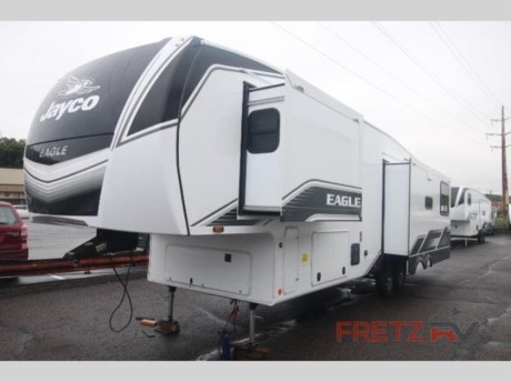 &lt;h2&gt;&lt;strong&gt;New 2024 Jayco Eagle 335RDOK Fifth 5th Wheel Trailer Camper for Sale at Fretz RV&lt;/strong&gt;&lt;/h2&gt; &lt;p&gt;&#160;&lt;/p&gt; &lt;p&gt;&lt;strong&gt;Jayco Eagle fifth wheel 335RDOK highlights:&lt;/strong&gt;&lt;/p&gt; &lt;ul&gt; &lt;li&gt;Front Walk-In Closet&lt;/li&gt; &lt;li&gt;Rear Living Area&lt;/li&gt; &lt;li&gt;Walk-In Pantry&lt;/li&gt; &lt;li&gt;Shower with a Seat&lt;/li&gt; &lt;li&gt;Outside Kitchen&lt;/li&gt; &lt;li&gt;Table and Chairs with a Bench&lt;/li&gt; &lt;/ul&gt; &lt;p&gt;&#160;&lt;/p&gt; &lt;p&gt;Head out on a great weekend adventure with this fifth wheel! It features a &lt;strong&gt;front private bedroom&lt;/strong&gt; with a king bed that could be switched out for an optional queen bed, a chest with a TV above, and a front walk-in closet with shelves and prep for an &lt;strong&gt;optional washer and dryer&lt;/strong&gt;. The full bathroom has a shower with a seat and a linen closet to keep your towels close. The chef will enjoy preparing meals in the kitchen with the &lt;strong&gt;three burner cooktop&lt;/strong&gt;, but might love using the outside kitchen even more. When you&#39;re ready to wind down your nights you can either play card games at the table and chairs with a bench or head to the rear living area and relax on one of the &lt;strong&gt;two tri-fold sofas&lt;/strong&gt; or theater seating across from the entertainment center with a fireplace!&lt;/p&gt; &lt;p&gt;&#160;&lt;/p&gt; &lt;p&gt;With any Eagle fifth wheel or travel trailer by Jayco you will appreciate durable construction materials, like the&#160;&lt;strong&gt;Magnum Truss Roof&lt;/strong&gt;&#160;and the Stronghold VBL laminated walls. The&#160;&lt;strong&gt;JAYCOMMAND Smart RV system&lt;/strong&gt;&#160;puts you in control of your RV&#39;s functions, and the 4 Star Handling Package will provide smooth towing from home to camp. Each model features Climate Shield zero-degree tested weather protection and the industry-exclusive&#160;&lt;strong&gt;HELIX cooling system&lt;/strong&gt;&#160;that features two 15,000 BTU Whisper Quiet A/C&#39;s to keep you comfortable year around. Some of the exterior conveniences you are sure to love are the fully enclosed, LED-lit universal docking station, the pass-through storage with Slam-Latch baggage doors, and the painted fiberglass front cap with built-in specialty LED lighting. The Eagle fifth wheels and travel trailers are designed to make you feel at home with solid&#160;&lt;strong&gt;hardwood slide fascia&lt;/strong&gt;, residential vinyl flooring, bathroom tile backsplash, and plenty of storage for all your belongings.&#160;&lt;/p&gt; &lt;p&gt;&#160;&lt;/p&gt; &lt;p&gt;We are a premier dealer for all 2022, 2023, 2024 and 2025&#160;Winnebago Minnie, Micro, M-Series, Access, Voyage, Hike, 100, FLX, Flex, Jayco Jay Flight, Eagle, HT, Jay Feather, Micro, White Hawk, Bungalow, North Point, Pinnacle, Talon, Octane, Seismic, SLX, OPUS, OP4, OP2, OP15, OPLite, Air Off Road, and TAXA Outdoors, Habitat, Overland, Cricket, Tiger Moth, Mantis, Ember RV Touring and Skinny Guy Truck Campers.&#160;So, if you are in the York, Harrisburg, Lancaster, Philadelphia, Allentown, New Jersey, Delaware New York, or Maryland regions; stop by and browse our huge RV inventory today.&#160;Fretz RV has been a Jayco Dealer Partner for over 40 years, Winnebago Dealer Partner for over 30 Years.&lt;/p&gt; &lt;p&gt;&#160;&lt;/p&gt; &lt;p&gt;These campers come in as Travel Trailers, Fifth 5th Wheels, Toy Haulers, Pop Ups, Hybrids, Tear Drops, and Folding Campers. These Brands are at the top of their class. Camper floorplans come with anywhere between zero to 5 slides. Most can be pulled with a &#189; ton truck, SUV or Minivan. If you are not sure if you can tow certain weights, you can contact us or you can get tow ratings from Trailer Life towing guide.&lt;/p&gt; &lt;p&gt;We also carry used and Certified Pre-owned brands like Forest River, Salem, Mobile Suites, DRV, Sol Dawn Intech, T@B, T@G, Dutchmen, Keystone, KZ, Grand Design, Reflection, Imagine, Passport, Lance Freedom Lite, Freedom Express, Flagstaff, Rockwood, Casita, Scamp, Cedar Creek, Montana, Passport, Little Guy, Coachmen, Catalina, Cougar, Springdale, Sunset Trail, Raptor, Gulf Stream and Airstream, and are always below NADA values. We take all types of trades. When it comes to campers, we are your full-service stop. With over 77 years in business, we have built an excellent reputation in the Recreational Vehicle and Camping industry to our customers as well as our suppliers and manufacturers.&#160;With our participation in the Hershey RV Show every year we can display the newest product with great savings to customers! Besides our online presence, at Fretz RV we have a 12,000 Sq. Ft showroom, a huge RV&#160;Parts, and Accessories store. We have added a 30,000 square foot Indoor Service Facility that opened in the Spring of 2018. We have a full Service and Repair shop with RVIA Certified Technicians. &#160;Financing available. We have RV Insurance through Geico Brown and Brown and Progressive that we can provide instant quotes, RV Warranties through Compass and Protective XtraRide, and RV Rentals. We have detailed videos on RVTrader, RVT, Classified Ads, eBay, RVUSA and Youtube. Like us on Facebook. Check out our great Google and Dealer Rater reviews at Fretz RV. We are located at 3479 Bethlehem Pike,&#160;Souderton,&#160;PA&#160;18964&#160;215-723-3121&#160;&lt;/p&gt; &lt;p&gt;#RV #GoCamping #GoRVing #1 #Used #New #PaDealer #Camping&lt;/p&gt;&lt;ul&gt;&lt;li&gt;Front Bedroom&lt;/li&gt;&lt;li&gt;Rear Living Area&lt;/li&gt;&lt;li&gt;Rear Entertainment&lt;/li&gt;&lt;li&gt;Outdoor Kitchen&lt;/li&gt;&lt;/ul&gt;&lt;ul&gt;&lt;li&gt;Customer Value PackageCustomer Value PackageLuxury Package5-Star Handling packageCOMFORT &amp; SAFETY PKGOverlander Solar PackageObservation SystemTinted WindowsKing BedCustomer Value Package13,500 BTU Roof Mounted A/C&lt;/li&gt;&lt;/ul&gt;