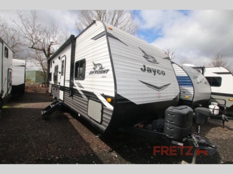 &lt;p&gt;&lt;strong&gt;Used Pre-Owned 2022 Jayco Jay Flight 264BH Bunk Beds Travel Trailer Camper for Sale at Fretz RV of Philadelphia&lt;/strong&gt;&lt;/p&gt; &lt;p&gt;&#160;&lt;/p&gt; &lt;p&gt;&lt;strong&gt;Jayco Jay Flight SLX 8 travel trailer 264BH highlights:&lt;/strong&gt;&lt;/p&gt; &lt;ul&gt; &lt;li&gt;Double Size Bunks&lt;/li&gt; &lt;li&gt;Semi-Private Bedroom&lt;/li&gt; &lt;li&gt;Private Toilet &amp; Tub/Shower&lt;/li&gt; &lt;li&gt;Jack-Knife Sofa&lt;/li&gt; &lt;li&gt;Exterior Storage&lt;/li&gt; &lt;/ul&gt; &lt;p&gt;&#160;&lt;/p&gt; &lt;p&gt;This easy to setup trailer offers a semi-private bedroom up front with a queen bed, semi-private double size bunks in the rear thanks to the &lt;strong&gt;curtains,&#160;&lt;/strong&gt;and a private toilet and tub/shower room. The &lt;strong&gt;bathroom sink&lt;/strong&gt; is just outside the door allowing two people to get ready for bed at once. The galley kitchen offers full amenities, and two can dine at the &lt;strong&gt;booth dinette&lt;/strong&gt; and some can relax on the jack-knife sofa. Both furnishings offer extra sleeping space.&#160; And you might like to add the &lt;strong&gt;Chil N&#39; Stor option&lt;/strong&gt; which adds a fridge and counter space along the exterior to serve meals outside and store extra beverages.&lt;/p&gt; &lt;p&gt;&#160;&lt;/p&gt; &lt;p&gt;With any Jay Flight SLX 8 travel trailer by Jayco, you will have a durable foundation with l-Class cambered structural steel l-beams, a fully-integrated A-frame, seamless roof material and a&#160;&lt;strong&gt;Magnum Truss Roof System&lt;/strong&gt;&#160;with plywood decking for a 50% stronger roof than any other in the industry. Also included are &lt;strong&gt;Goodyear Endurance tires&lt;/strong&gt; made in the USA, a front diamond plate to protect against road debris. Inside, you will love the &lt;strong&gt;fresh interior design&lt;/strong&gt;, the solid hardwood cabinet doors, the &lt;strong&gt;81-inch tall ceiling&lt;/strong&gt;, the energy-saving LED lighting, and the storage. Whether you are looking for an RV for a small or large group, you will find a Jay Flight SLX 8 to fit your camping lifestyle!&lt;/p&gt; &lt;p&gt;&#160;&lt;/p&gt; &lt;p&gt;Fretz RV of Philadelphia is the nations premier dealer for all 2022, 2023, 2024 and 2025&#160;Winnebago Minnie, Micro, M-Series, Access, Voyage, Hike, 100, FLX, Flex, Jayco Jay Flight, Eagle, HT, Jay Feather, Micro, White Hawk, Bungalow, North Point, Pinnacle, Talon, Octane, Seismic, SLX, OPUS, OP4, OP2, OP15, OPLite, Air Off Road, and TAXA Outdoors, Habitat, Overland, Cricket, Tiger Moth, Mantis, Ember RV Touring and Skinny Guy Truck Campers.&#160;So, if you are in the York, Harrisburg, Lancaster, Philadelphia, Allentown, New Jersey, Delaware New York, or Maryland regions; stop by and browse our huge RV inventory today.&#160;Fretz RV has been a Jayco Dealer Partner for over 40 years, Winnebago Dealer Partner for over 30 Years.&lt;/p&gt; &lt;p&gt;We also carry used and Certified Pre-owned brands like Forest River, Salem, Wildwood,&#160; TAB, TAG, NuCamp, Cherokee, Coleman, R-Pod, A-Liner, Dutchmen, Keystone, KZ, Grand Design, Reflection, Imagine, Passport, Lance, Solitude, Freedom Lite, Express, Flagstaff, Rockwood, Montana, Passport, Little Guy, Coachmen, Catalina, Cougar,&#160; Sunset Trail, Raptor, Vengeance, Gulf Stream and Airstream, and are always below NADA values. We take all types of trades. When it comes to campers, we are your full-service stop. With over 77 years in business, we have built an excellent reputation in the Recreational Vehicle and Camping industry to our customers as well as our suppliers and manufacturers.&#160;With our participation in the Hershey RV Show every year we can display the newest product with great savings to customers! Besides our online presence, at Fretz RV we have a 12,000 Sq. Ft showroom, a huge RV&#160;Parts, and Accessories store. We have added a 30,000 square foot Indoor Service Facility that opened in the Spring of 2018. We have a full Service and Repair shop with RVIA Certified Technicians. &#160;Financing available. We have RV Insurance through Geico Brown and Brown and Progressive that we can provide instant quotes, RV Warranties through Compass and Protective XtraRide, and RV Rentals. We have detailed videos on RVTrader, RVT, Classified Ads, eBay, RVUSA and Youtube. Like us on Facebook. Check out our great Google and Dealer Rater reviews at Fretz RV. Fretz RV of Philadelphia is located at 3479 Bethlehem Pike,&#160;Souderton,&#160;PA&#160;18964&#160;215-723-3121&#160;&lt;/p&gt; &lt;p&gt;Call for details.&#160;#RV #GoCamping #GoRVing #1 #Used #New #PaDealer #Camping&lt;/p&gt;&lt;ul&gt;&lt;li&gt;Front Bedroom&lt;/li&gt;&lt;li&gt;Bunkhouse&lt;/li&gt;&lt;/ul&gt;