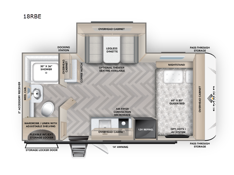 2026 Ember RV E-Series 18RBE - New Travel Trailer For Sale by Fretz RV in Souderton, Pennsylvania features Slideout
