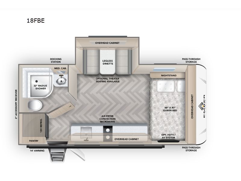 2026 Ember RV E-Series 18FBE - New Travel Trailer For Sale by Fretz RV in Souderton, Pennsylvania features Slideout