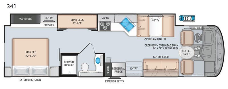 2020 Thor Motor Coach Hurricane 34J - Used Class A For Sale by Fretz RV in Souderton, Pennsylvania features Slideout
