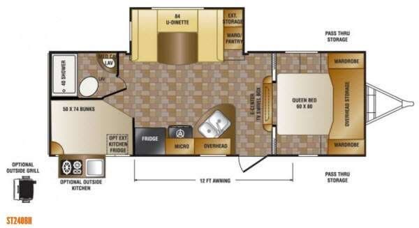 2014 CrossRoads Sunset Trail Super Lite ST240BH - Used Travel Trailer For Sale by Fretz RV in Souderton, Pennsylvania features Slideout