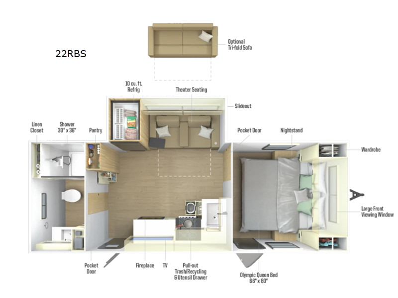 2026 Winnebago Thrive 22RBS - New Travel Trailer For Sale by Fretz RV in Souderton, Pennsylvania features Slideout