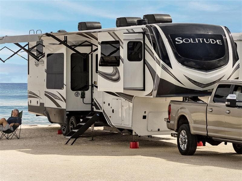 2022 Grand Design Solitude 382WB - Used Fifth Wheel For Sale by Fretz RV in Souderton, Pennsylvania features Slideout
