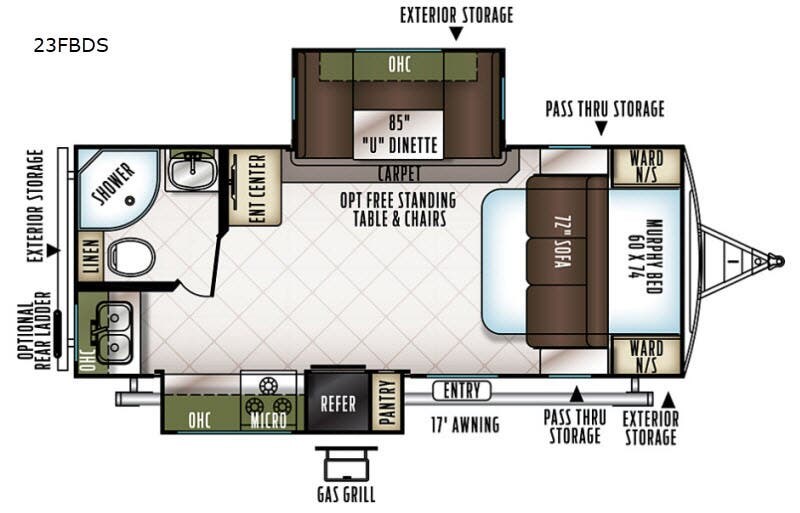 2018 Forest River Flagstaff Super Lite 23FBDS - Used Travel Trailer For Sale by Fretz RV in Souderton, Pennsylvania features Slideout