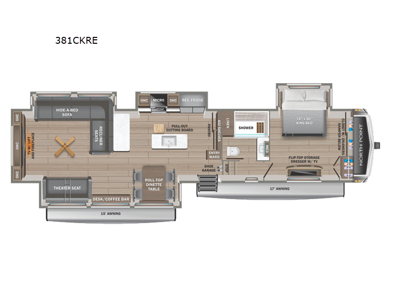 2025 Jayco North Point TRL. - New Fifth Wheel For Sale by Fretz RV in Souderton, Pennsylvania features Slideout