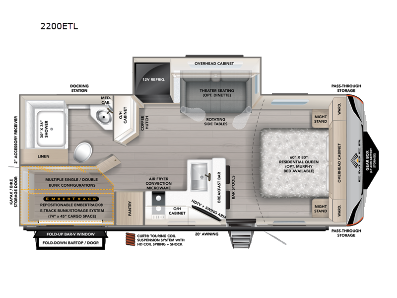 2027 Ember RV Touring Edition TRL. - New Travel Trailer For Sale by Fretz RV in Souderton, Pennsylvania features Slideout