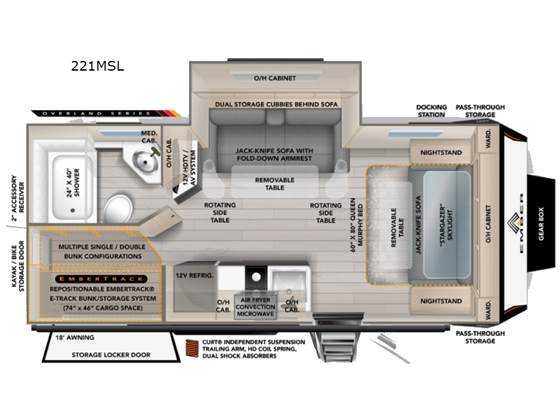 2027 Ember RV Overland Series 221MSL - New Travel Trailer For Sale by Fretz RV in Souderton, Pennsylvania features Slideout