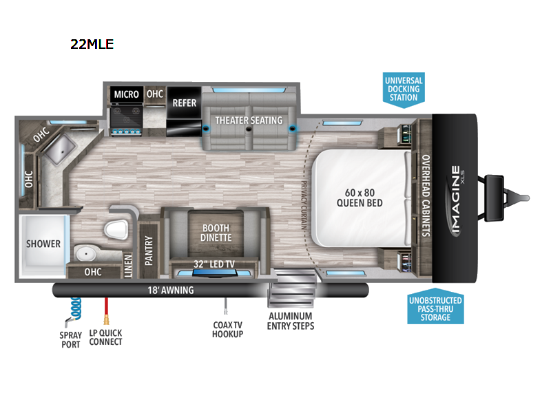 2022 Grand Design Imagine XLS 22MLE - Used Travel Trailer For Sale by Fretz RV in Souderton, Pennsylvania features Slideout