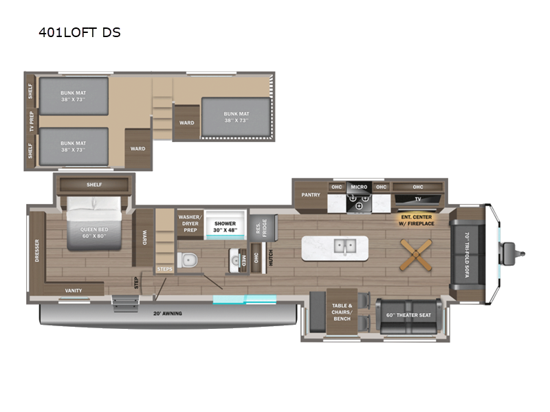 2027 Jayco Jay Flight Bungalow 401LOFT DS - New Travel Trailer For Sale by Fretz RV in Souderton, Pennsylvania features Slideout