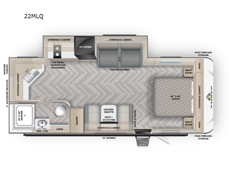 2027 Ember RV E-Series 22MLQ - New Travel Trailer For Sale by Fretz RV in Souderton, Pennsylvania features Slideout