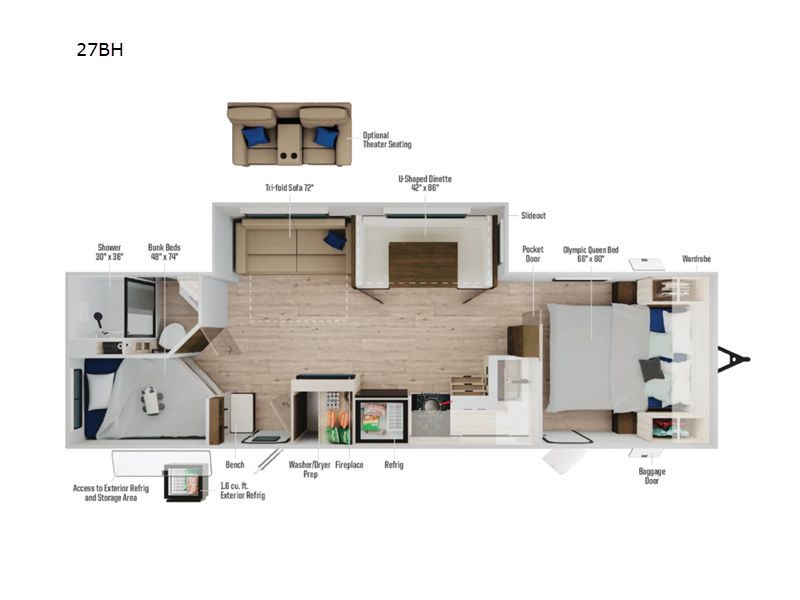 2027 Winnebago Access 27BH - New Travel Trailer For Sale by Fretz RV in Souderton, Pennsylvania features Slideout