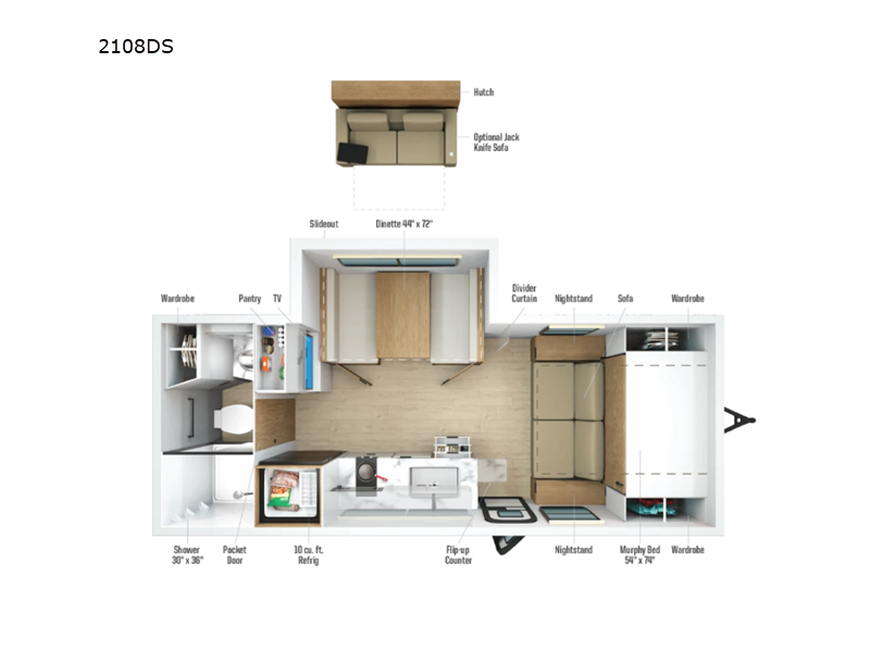 2027 Winnebago Micro Minnie 2108DS - New Travel Trailer For Sale by Fretz RV in Souderton, Pennsylvania features Slideout