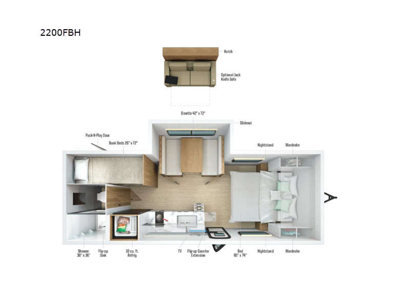 2027 Winnebago Micro Minnie 2200FBH - New Travel Trailer For Sale by Fretz RV in Souderton, Pennsylvania features Slideout
