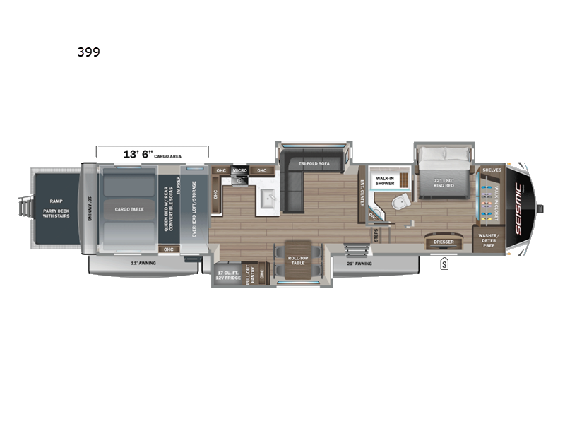 2027 Jayco Seismic 399 - New Toy Hauler For Sale by Fretz RV in Souderton, Pennsylvania features Slideout
