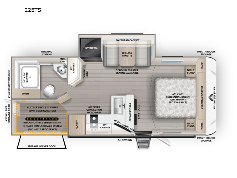 2027 Ember RV E-Series 22ETS - New Travel Trailer For Sale by Fretz RV in Souderton, Pennsylvania features Slideout