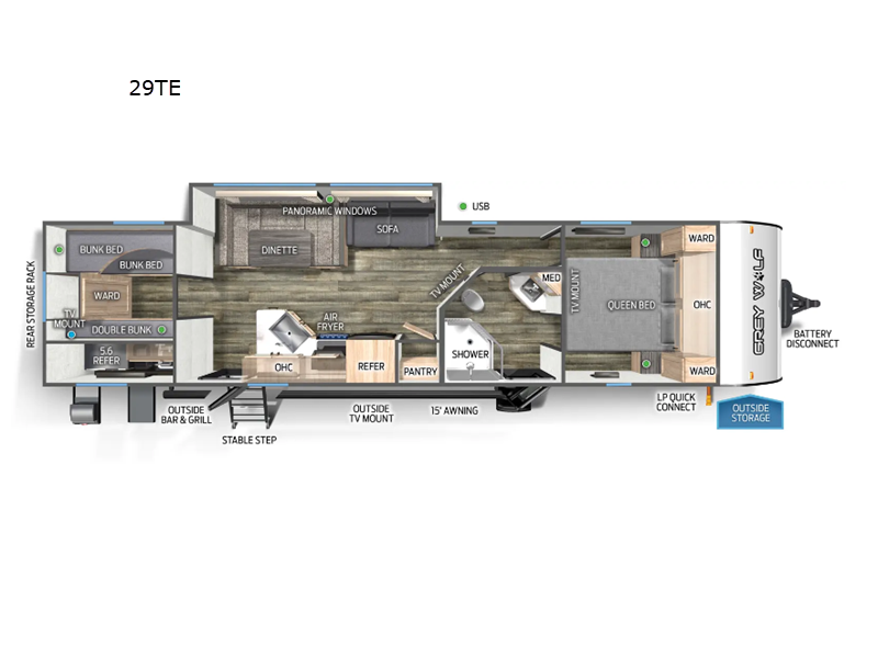 2024 Forest River Cherokee Grey Wolf 29TE - Used Travel Trailer For Sale by Fretz RV in Souderton, Pennsylvania features Slideout