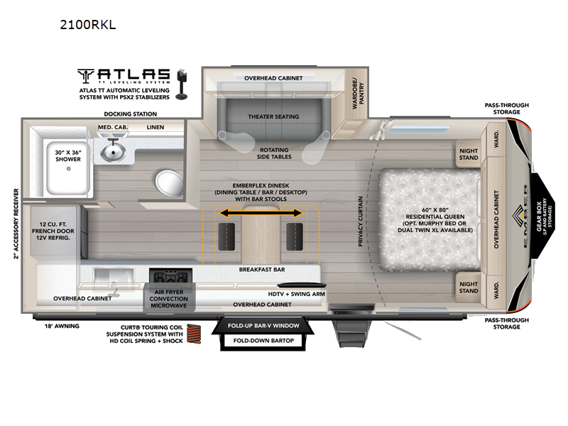 2027 Ember RV Touring Edition 2100RKL - New Travel Trailer For Sale by Fretz RV in Souderton, Pennsylvania features Slideout
