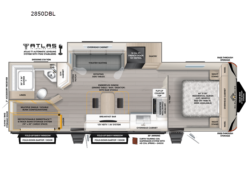 2027 Ember RV Touring Edition 2850DBL - New Travel Trailer For Sale by Fretz RV in Souderton, Pennsylvania features Slideout