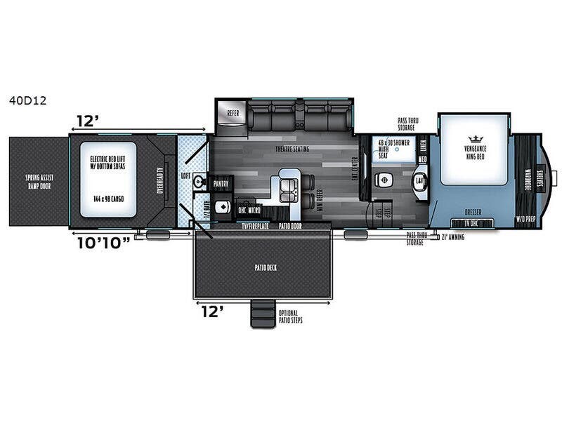 2018 Forest River Vengeance Touring Edition 40D12 - Used Toy Hauler For Sale by Fretz RV in Souderton, Pennsylvania features Slideout