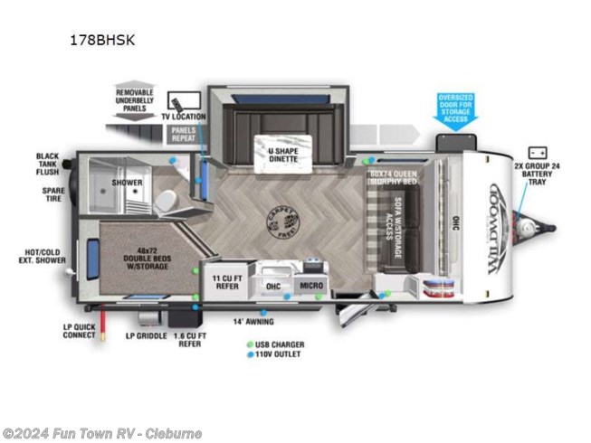 2022 Forest River Wildwood FSX 178BHSK - New Travel Trailer For Sale by Fun Town RV - Cleburne in Cleburne, Texas features Slideout