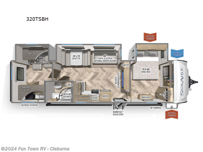 2024 Palomino Solaire 320TSBH - New Travel Trailer For Sale by Fun Town RV - Cleburne in Cleburne, Texas