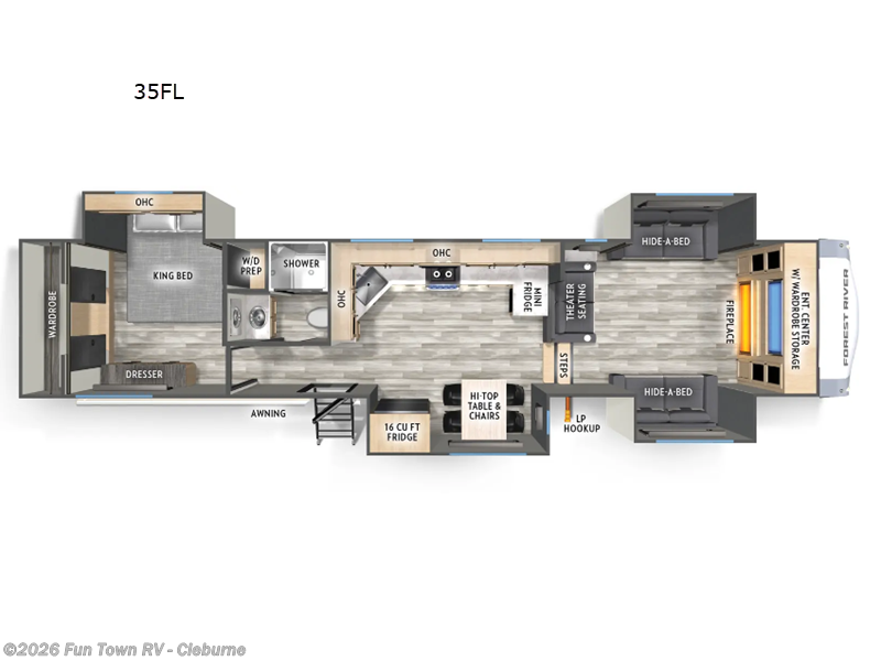 2026 Forest River Cardinal 35FL - New Fifth Wheel For Sale by Fun Town RV - Cleburne in Cleburne, Texas features Slideout