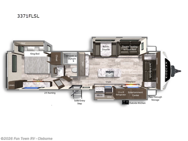 2025 Dutchmen Kodiak Ultimate 3371FLSL - New Travel Trailer For Sale by Fun Town RV - Cleburne in Cleburne, Texas features Slideout