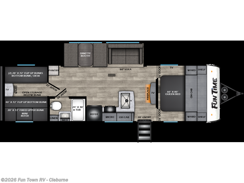 2026 CrossRoads Fun Time 28QB - New Travel Trailer For Sale by Fun Town RV - Cleburne in Cleburne, Texas