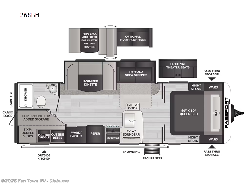 2023 Keystone Passport SL 268BH - Used Travel Trailer For Sale by Fun Town RV - Cleburne in Cleburne, Texas features Slideout