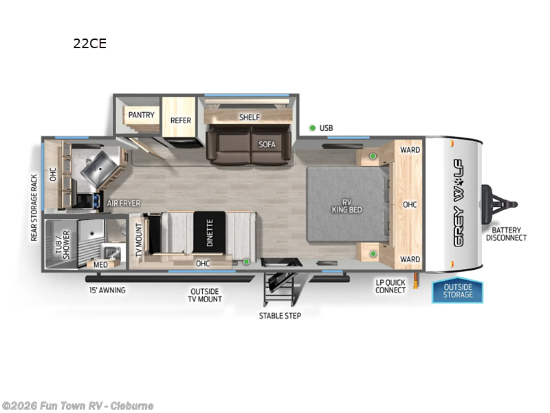 2025 Forest River Cherokee Grey Wolf 22CE - New Travel Trailer For Sale by Fun Town RV - Cleburne in Cleburne, Texas features Slideout
