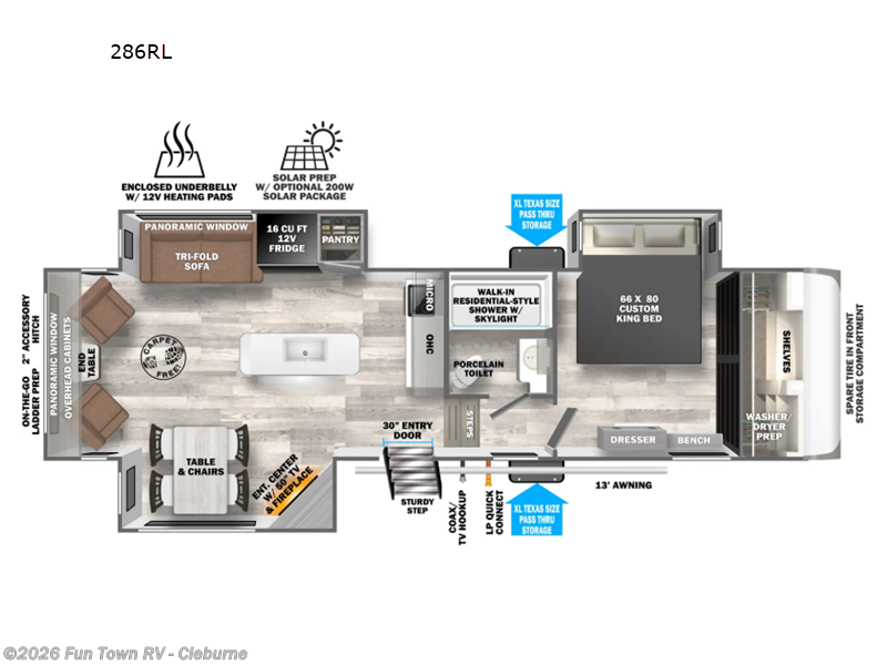 2026 Forest River Wildwood Heritage Glen 286RL - New Fifth Wheel For Sale by Fun Town RV - Cleburne in Cleburne, Texas features Slideout