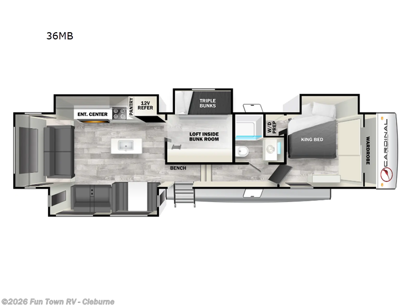 2024 Forest River Cardinal 36MB - Used Fifth Wheel For Sale by Fun Town RV - Cleburne in Cleburne, Texas features Slideout