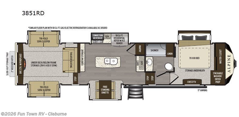 2020 Keystone Alpine 3851RD - Used Fifth Wheel For Sale by Fun Town RV - Cleburne in Cleburne, Texas features Slideout