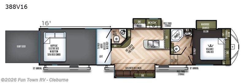 2019 Forest River Vengeance 388V16 - Used Toy Hauler For Sale by Fun Town RV - Cleburne in Cleburne, Texas features Slideout