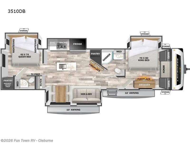 2026 Prime Time LaCrosse 3510DB - New Travel Trailer For Sale by Fun Town RV - Cleburne in Cleburne, Texas features Slideout