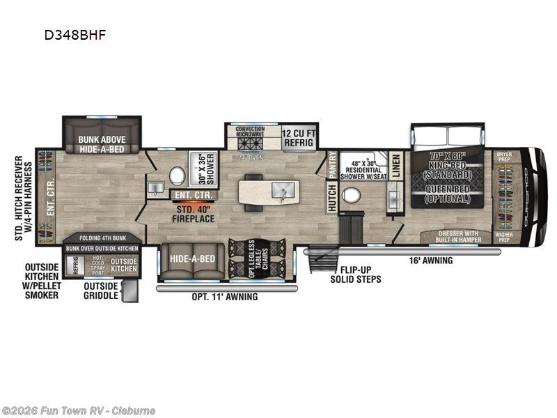 2023 K-Z Durango 348BHF - Used Fifth Wheel For Sale by Fun Town RV - Cleburne in Cleburne, Texas features Slideout