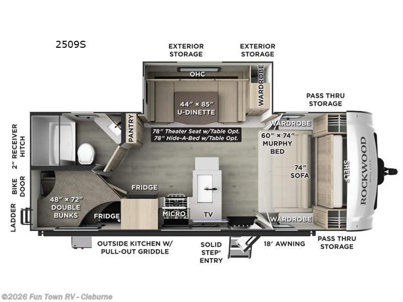 2026 Forest River Rockwood Mini Lite 2509S - New Travel Trailer For Sale by Fun Town RV - Cleburne in Cleburne, Texas features Slideout
