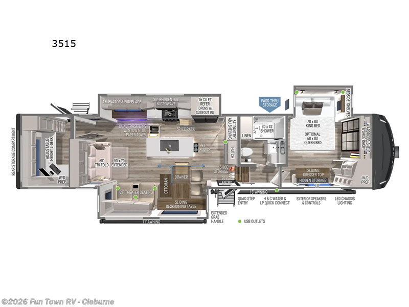2026 Brinkley RV Model Z 3515 - New Fifth Wheel For Sale by Fun Town RV - Cleburne in Cleburne, Texas features Slideout