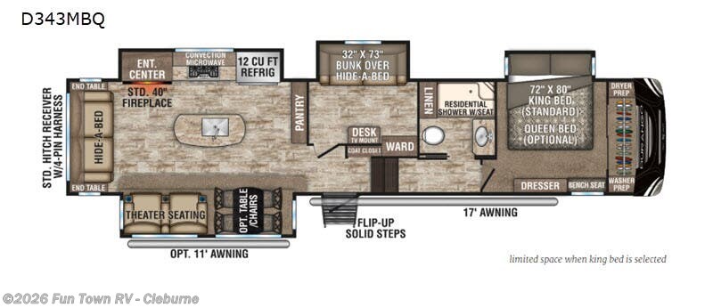 2019 K-Z Durango D343MBQ - Used Fifth Wheel For Sale by Fun Town RV - Cleburne in Cleburne, Texas features Slideout