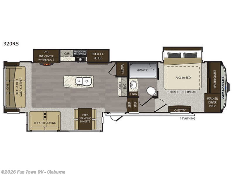 2017 Keystone Avalanche 320RS - Used Fifth Wheel For Sale by Fun Town RV - Cleburne in Cleburne, Texas features Slideout