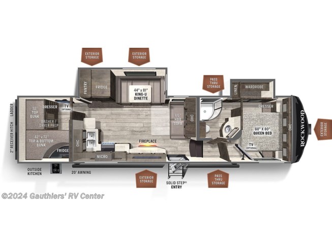 2022 Forest River Rockwood Ultra Lite 2891BH - New Fifth Wheel For Sale by Gauthiers&#39; RV Center in Scott, Louisiana features Shower, Skylight, Leveling Jacks, Microwave, Surround Sound System