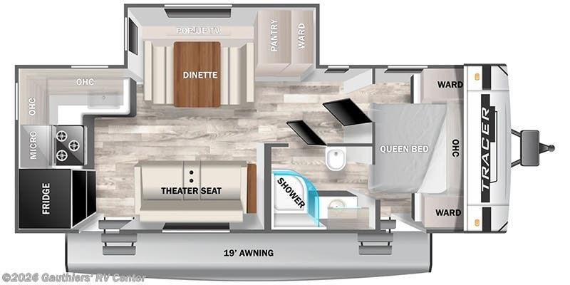 2025 Prime Time Tracer 24RKS - New Travel Trailer For Sale by Gauthiers' RV Center in Scott, Louisiana features Toilet, Spare Tire Kit, Exterior Speakers, Water Heater, Auxiliary Battery