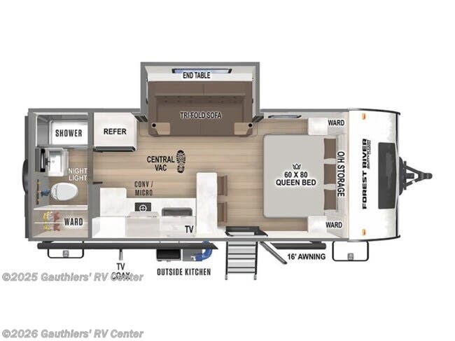2025 Forest River Surveyor Legend 19SSLE - New Travel Trailer For Sale by Gauthiers' RV Center in Scott, Louisiana features Queen Bed, Medicine Cabinet, External Shower, Shower, Skylight