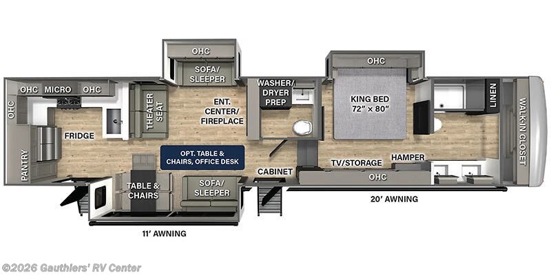 Floorplan of 2026 Palomino Columbus 384RKH
